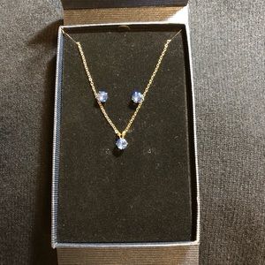 Blue Crystal Earring and Necklace set